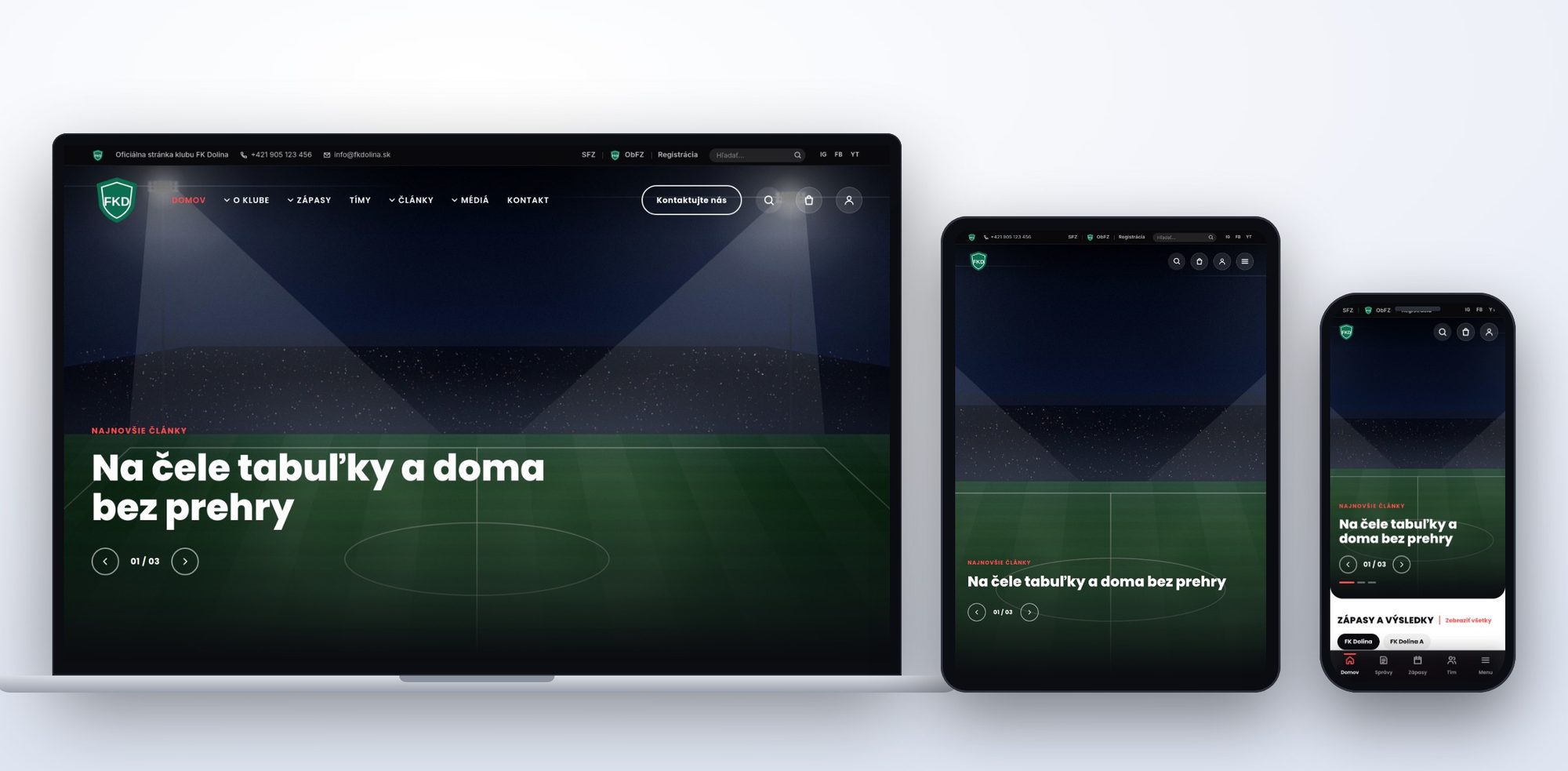 Šablóna Klubová na notebooku, tablete a mobile