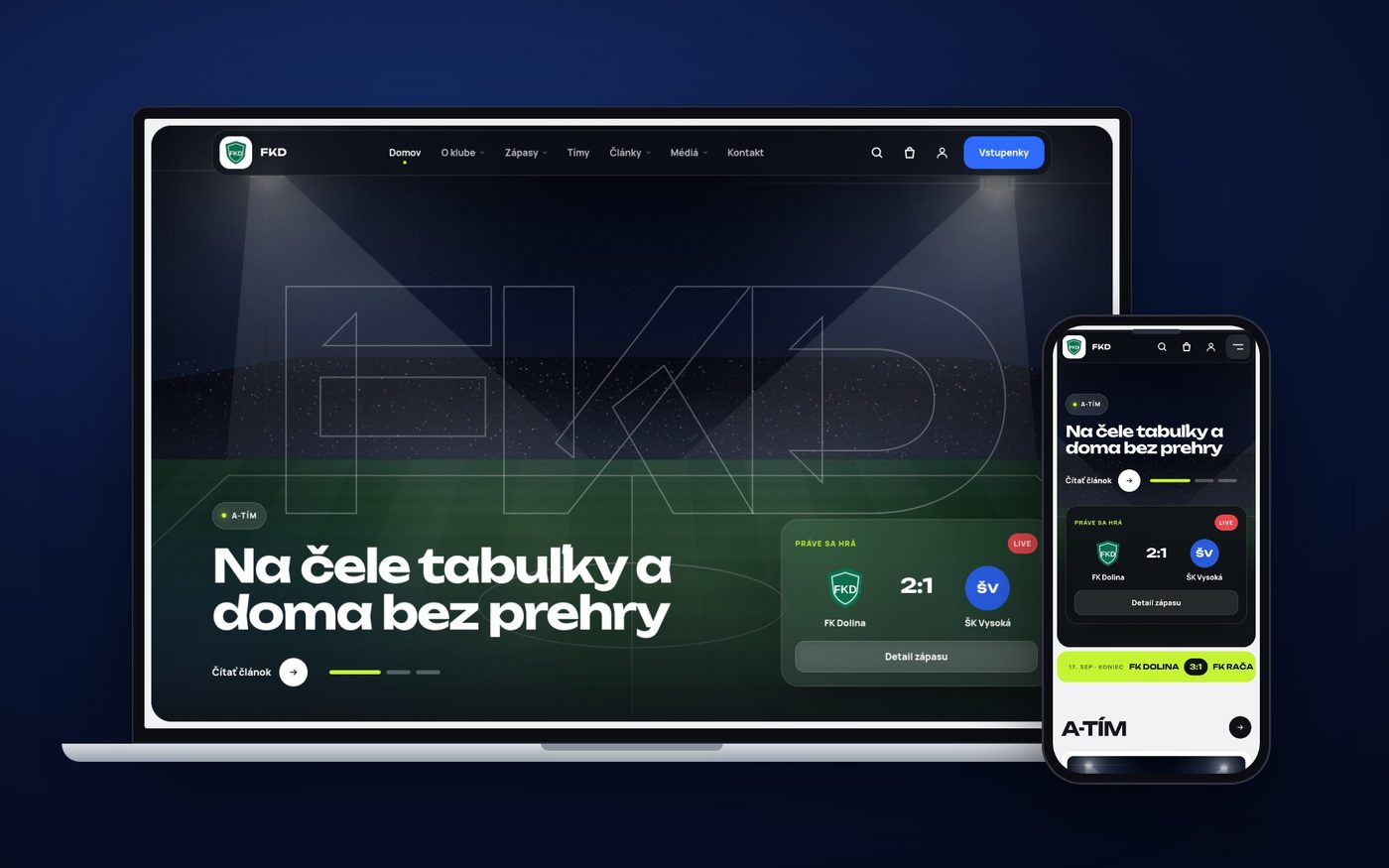 Šablóna Aréna na notebooku a mobile